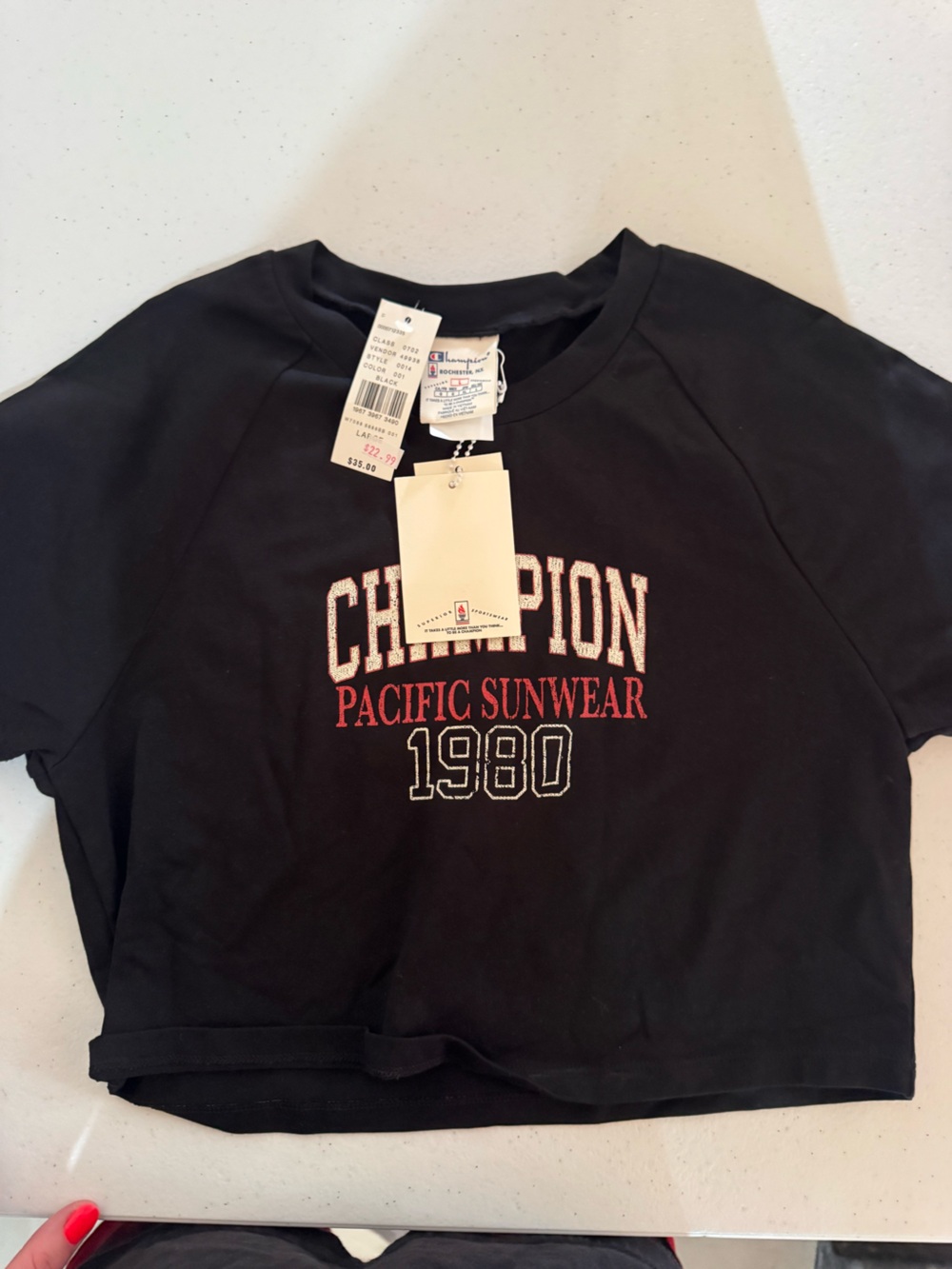 Champion Men’s Black Graphic Crewneck T-Shirt - Pacific Sunwear 1980